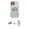 MARSİLYAN™- iPhone 12 Pro Max Kılıf Kutup Yansıma Özel Seri - Siyah Mat Seramik Nano Ekran Koruyucu + Sarı Renkli Kamera Lens Koruma Cam