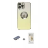 MARSİLYAN™- iPhone 12 Pro Max Kılıf Kutup Yansıma Özel Seri - Siyah Mat Seramik Nano Ekran Koruyucu + Sarı Renkli Kamera Lens Koruma Cam