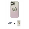 MARSİLYAN™- iPhone 12 Pro Max Kılıf Kutup Yansıma Özel Seri - Siyah Mat Seramik Nano Ekran Koruyucu + Sarı Renkli Kamera Lens Koruma Cam