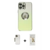 MARSİLYAN™- iPhone 12 Pro Max Kılıf Kutup Yansıma Özel Seri - Siyah Mat Seramik Nano Ekran Koruyucu + Shine Kamera Lens - GD