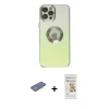 MARSİLYAN™- iPhone 12 Pro Max Kılıf Kutup Yansıma Özel Seri - Siyah Mat Seramik Nano Ekran Koruyucu + Renkli Kamera Lens Koruma Cam - YL