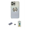 MARSİLYAN™- iPhone 12 Pro Max Kılıf Kutup Yansıma Özel Seri - Siyah Polymer Nano Ekran Koruyucu + Renkli Kamera Lens Koruma Cam - MI