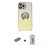 MARSİLYAN™- iPhone 12 Pro Max Kılıf Kutup Yansıma Özel Seri - Siyah Polymer Nano Ekran Koruyucu + Renkli Kamera Lens Koruma Cam - MI