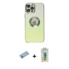MARSİLYAN™- iPhone 12 Pro Max Kılıf Kutup Yansıma Özel Seri - Siyah Polymer Nano Ekran Koruyucu + Shine Kamera Lens Koruma Cam - MI