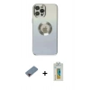 MARSİLYAN™- iPhone 12 Pro Max Kılıf Kutup Yansıma Özel Seri - Siyah Polymer Nano Ekran Koruyucu + Metal Kamera Lens Koruma Cam - KI