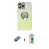 MARSİLYAN™- iPhone 12 Pro Max Kılıf Kutup Yansıma Özel Seri - Siyah Polymer Nano Ekran Koruyucu + Metal Kamera Lens Koruma Cam - KI