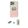 MARSİLYAN™- iPhone 12 Pro Max Kılıf Kutup Yansıma Özel Seri - Siyah Polymer Nano Ekran Koruyucu + Renkli Kamera Lens Koruma Cam - PE