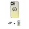 MARSİLYAN™- iPhone 12 Pro Max Kılıf Kutup Yansıma Özel Seri - Siyah Polymer Nano Ekran Koruyucu + Renkli Kamera Lens Koruma Cam - PE
