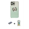 MARSİLYAN™- iPhone 12 Pro Max Kılıf Kutup Yansıma Özel Seri - Siyah Polymer Nano Ekran Koruyucu + Renkli Kamera Lens Koruma Cam - SI