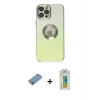 MARSİLYAN™- iPhone 12 Pro Max Kılıf Kutup Yansıma Özel Seri - Siyah Polymer Nano Ekran Koruyucu + Shine Kamera Lens Koruma Cam - GI