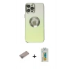 MARSİLYAN™- iPhone 12 Pro Max Kılıf Kutup Yansıma Özel Seri - Siyah Polymer Nano Ekran Koruyucu + Shine Kamera Lens Koruma Cam - SABE
