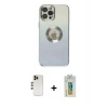 MARSİLYAN™- iPhone 12 Pro Max Kılıf Kutup Yansıma Özel Seri - Siyah Polymer Nano Ekran Koruyucu + Shine Kamera Lens - GD