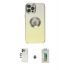 MARSİLYAN™- iPhone 12 Pro Max Kılıf Kutup Yansıma Özel Seri - Siyah Polymer Nano Ekran Koruyucu + Shine Kamera Lens - GD