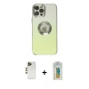 MARSİLYAN™- iPhone 12 Pro Max Kılıf Kutup Yansıma Özel Seri - Siyah Polymer Nano Ekran Koruyucu + Shine Kamera Lens - GD