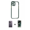 MARSİLYAN™- iPhone 12 Pro Max Kılıf Nova Asil Özel Seri - Şeffaf 360 Full Body Arka Koruyucu + Beyaz Neon Fosforlu Kamera Lens