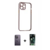 MARSİLYAN™- iPhone 12 Pro Max Kılıf Nova Asil Özel Seri - Şeffaf 360 Full Body Arka Koruyucu + Beyaz Neon Fosforlu Kamera Lens
