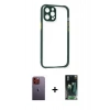 MARSİLYAN™- iPhone 12 Pro Max Kılıf Nova Asil Özel Seri - Şeffaf 360 Full Body Arka Koruyucu + Neon Fosforlu Kamera Lens - TU