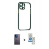 MARSİLYAN™- iPhone 12 Pro Max Kılıf Nova Asil Özel Seri - Şeffaf Royal Nano Ekran Koruyucu + Neon Fosforlu Kamera Lens - MI