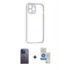 MARSİLYAN™- iPhone 12 Pro Max Kılıf Nova Asil Özel Seri - Şeffaf Royal Nano Ekran Koruyucu + Neon Fosforlu Kamera Lens - MI