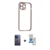 MARSİLYAN™- iPhone 12 Pro Max Kılıf Nova Asil Özel Seri - Şeffaf Royal Nano Ekran Koruyucu + Neon Fosforlu Kamera Lens - MI