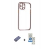 MARSİLYAN™- iPhone 12 Pro Max Kılıf Nova Asil Özel Seri - Şeffaf Royal Nano Ekran Koruyucu + Metal Kamera Lens Koruma Cam - GD