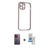MARSİLYAN™- iPhone 12 Pro Max Kılıf Nova Asil Özel Seri - Şeffaf Royal Nano Ekran Koruyucu + Neon Fosforlu Kamera Lens - TU