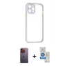 MARSİLYAN™- iPhone 12 Pro Max Kılıf Nova Asil Özel Seri - Şeffaf Royal Nano Ekran Koruyucu + Neon Fosforlu Kamera Lens - TU