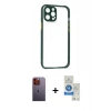 MARSİLYAN™- iPhone 12 Pro Max Kılıf Nova Asil Özel Seri - Şeffaf Royal Nano Ekran Koruyucu + Neon Fosforlu Kamera Lens - TU
