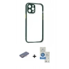 MARSİLYAN™- iPhone 12 Pro Max Kılıf Nova Asil Özel Seri - Şeffaf Royal Nano Ekran Koruyucu + Pembe Renkli Kamera Lens Koruma Cam