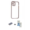MARSİLYAN™- iPhone 12 Pro Max Kılıf Nova Asil Özel Seri - Şeffaf Royal Nano Ekran Koruyucu + Renkli Kamera Lens Koruma Cam - SI