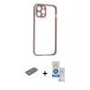MARSİLYAN™- iPhone 12 Pro Max Kılıf Nova Asil Özel Seri - Şeffaf Royal Nano Ekran Koruyucu + Yeşil Renkli Kamera Lens Koruma Cam