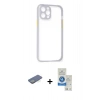 MARSİLYAN™- iPhone 12 Pro Max Kılıf Nova Asil Özel Seri - Şeffaf Royal Nano Ekran Koruyucu + Yeşil Renkli Kamera Lens Koruma Cam