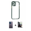 MARSİLYAN™- iPhone 12 Pro Max Kılıf Nova Asil Özel Seri - Şeffaf Temperli Cam Ekran Koruyucu + Neon Fosforlu Kamera Lens - MI
