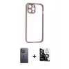 MARSİLYAN™- iPhone 12 Pro Max Kılıf Nova Asil Özel Seri - Şeffaf Temperli Cam Ekran Koruyucu + Neon Fosforlu Kamera Lens - BZ