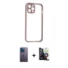 MARSİLYAN™- iPhone 12 Pro Max Kılıf Nova Asil Özel Seri - Şeffaf Temperli Cam Ekran Koruyucu + Neon Fosforlu Kamera Lens - MI