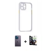 MARSİLYAN™- iPhone 12 Pro Max Kılıf Nova Asil Özel Seri - Şeffaf Temperli Cam Ekran Koruyucu + Neon Fosforlu Kamera Lens - MI