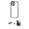 MARSİLYAN™- iPhone 12 Pro Max Kılıf Nova Asil Özel Seri - Şeffaf Temperli Cam Ekran Koruyucu + Renkli Kamera Lens Koruma Cam - TU