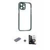 MARSİLYAN™- iPhone 12 Pro Max Kılıf Nova Asil Özel Seri - Şeffaf Temperli Cam Ekran Koruyucu + Renkli Kamera Lens Koruma Cam - SI