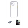 MARSİLYAN™- iPhone 12 Pro Max Kılıf Nova Asil Özel Seri - Şeffaf Temperli Cam Ekran Koruyucu + Renkli Kamera Lens Koruma Cam - SI