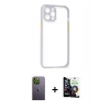 MARSİLYAN™- iPhone 12 Pro Max Kılıf Nova Asil Özel Seri - Şeffaf Temperli Cam Ekran Koruyucu + Neon Fosforlu Kamera Lens - YL