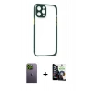 MARSİLYAN™- iPhone 12 Pro Max Kılıf Nova Asil Özel Seri - Şeffaf Temperli Cam Ekran Koruyucu + Neon Fosforlu Kamera Lens - YL