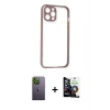 MARSİLYAN™- iPhone 12 Pro Max Kılıf Nova Asil Özel Seri - Şeffaf Temperli Cam Ekran Koruyucu + Neon Fosforlu Kamera Lens - YL