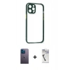 MARSİLYAN™- iPhone 12 Pro Max Kılıf Nova Asil Özel Seri - Şeffaf Uv Polymer Nano Ekran Koruyucu + Neon Fosforlu Kamera Lens - MI
