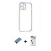 MARSİLYAN™- iPhone 12 Pro Max Kılıf Nova Asil Özel Seri - Şeffaf Uv Polymer Nano Ekran Koruyucu + Metal Kamera Lens Koruma Cam - KI