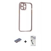 MARSİLYAN™- iPhone 12 Pro Max Kılıf Nova Asil Özel Seri - Şeffaf Uv Polymer Nano Ekran Koruyucu + Renkli Kamera Lens Koruma Cam - TU