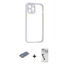 MARSİLYAN™- iPhone 12 Pro Max Kılıf Nova Asil Özel Seri - Şeffaf Uv Polymer Nano Ekran Koruyucu + Renkli Kamera Lens Koruma Cam - YL