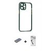 MARSİLYAN™- iPhone 12 Pro Max Kılıf Nova Asil Özel Seri - Şeffaf Uv Polymer Nano Ekran Koruyucu + Renkli Kamera Lens Koruma Cam - SI