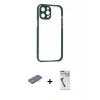 MARSİLYAN™- iPhone 12 Pro Max Kılıf Nova Asil Özel Seri - Şeffaf Uv Polymer Nano Ekran Koruyucu + Renkli Kamera Lens Koruma Cam - YL