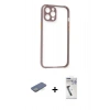 MARSİLYAN™- iPhone 12 Pro Max Kılıf Nova Asil Özel Seri - Şeffaf Uv Polymer Nano Ekran Koruyucu + Renkli Kamera Lens Koruma Cam - YL