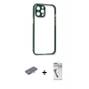 MARSİLYAN™- iPhone 12 Pro Max Kılıf Nova Asil Özel Seri - Şeffaf Uv Polymer Nano Ekran Koruyucu + Renkli Kamera Lens Koruma Cam - TU